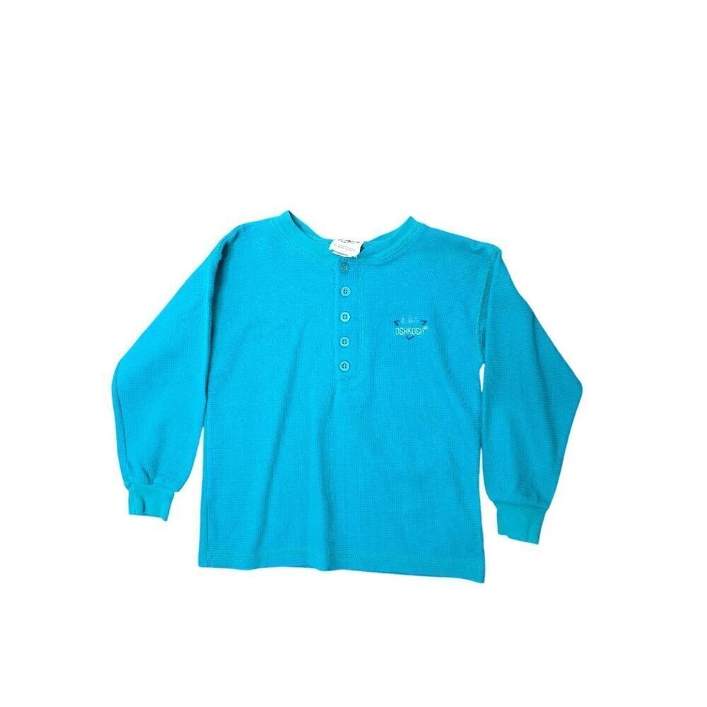 Vintage Oshkosh Blue Waffle Knit Cotton Henley